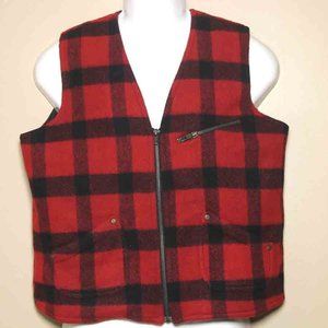 Vintage Robert Stock Buffalo Check Winter Wool Blend Vest Women's Size Large